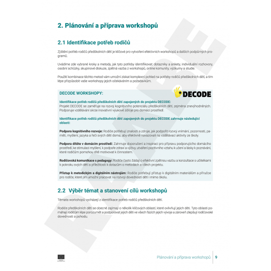 Efektivní vedení workshopů pro rodiče  - PŘÍRUČKA PRO PEDAGOGY