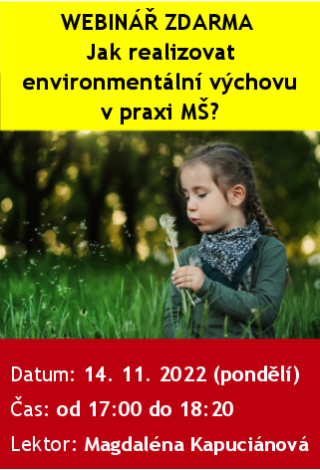 WEBINÁŘ ZDARMA: Jak realizovat environmentální výchovu v praxi mateřské školy?