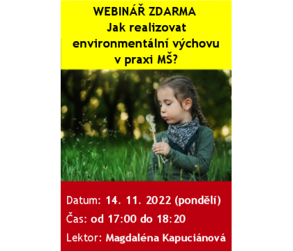 WEBINÁŘ ZDARMA: Jak realizovat environmentální výchovu v praxi mateřské školy?