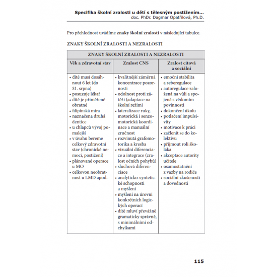 Školní zralost a dítě s SVP: vzdělávání a diagnostika
